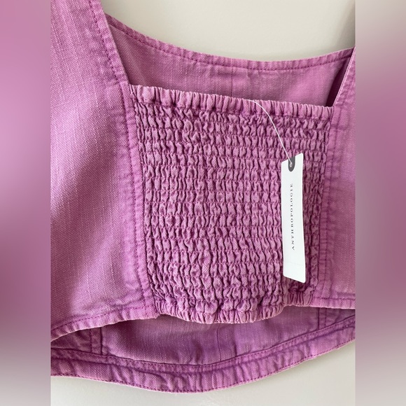 Pilcro Corset Tank Anthropologie Smocked Cropped Lilac Sleeveless Top, M, NWT - Picture 8 of 14